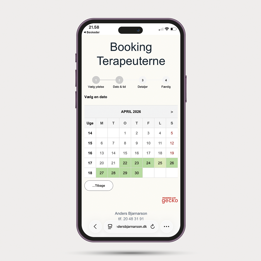 Bookingprogram til booking af terapilokale på timebasis.